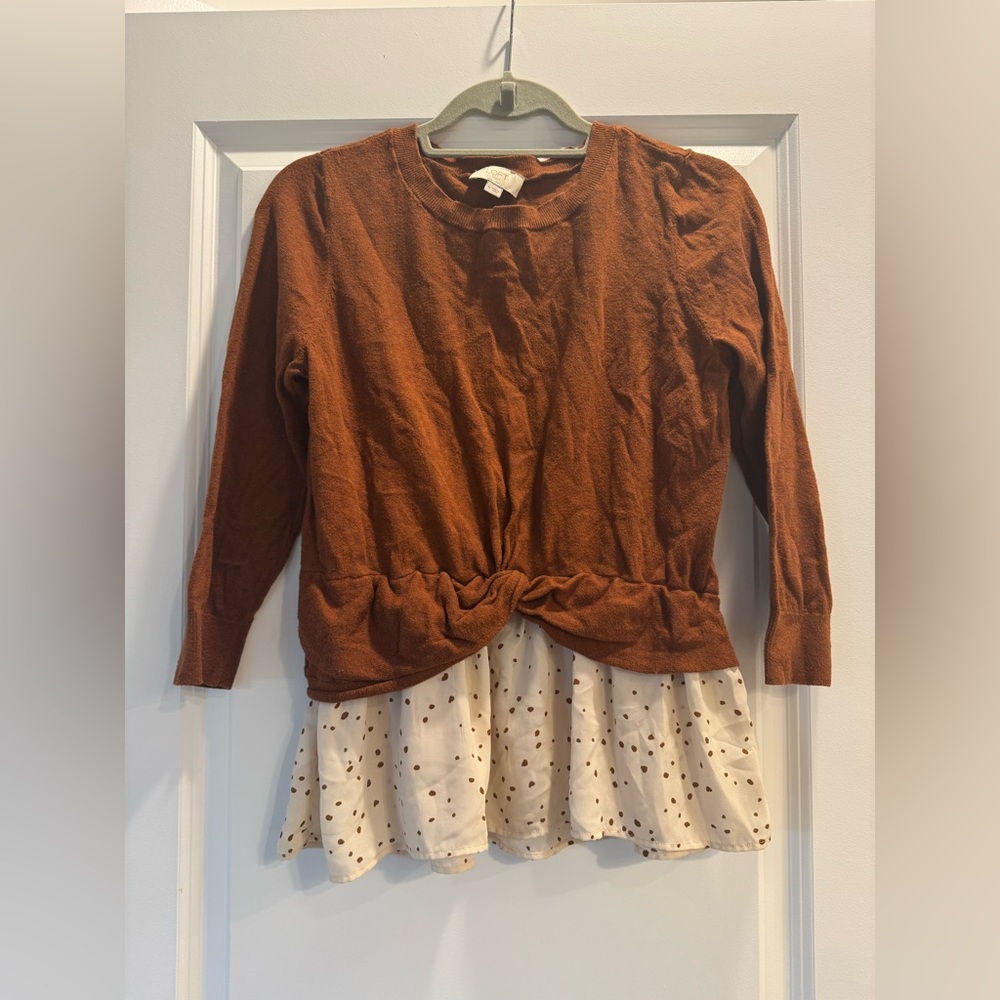 LOFT Warm Cinnamon Sweater with Fun Second Layer